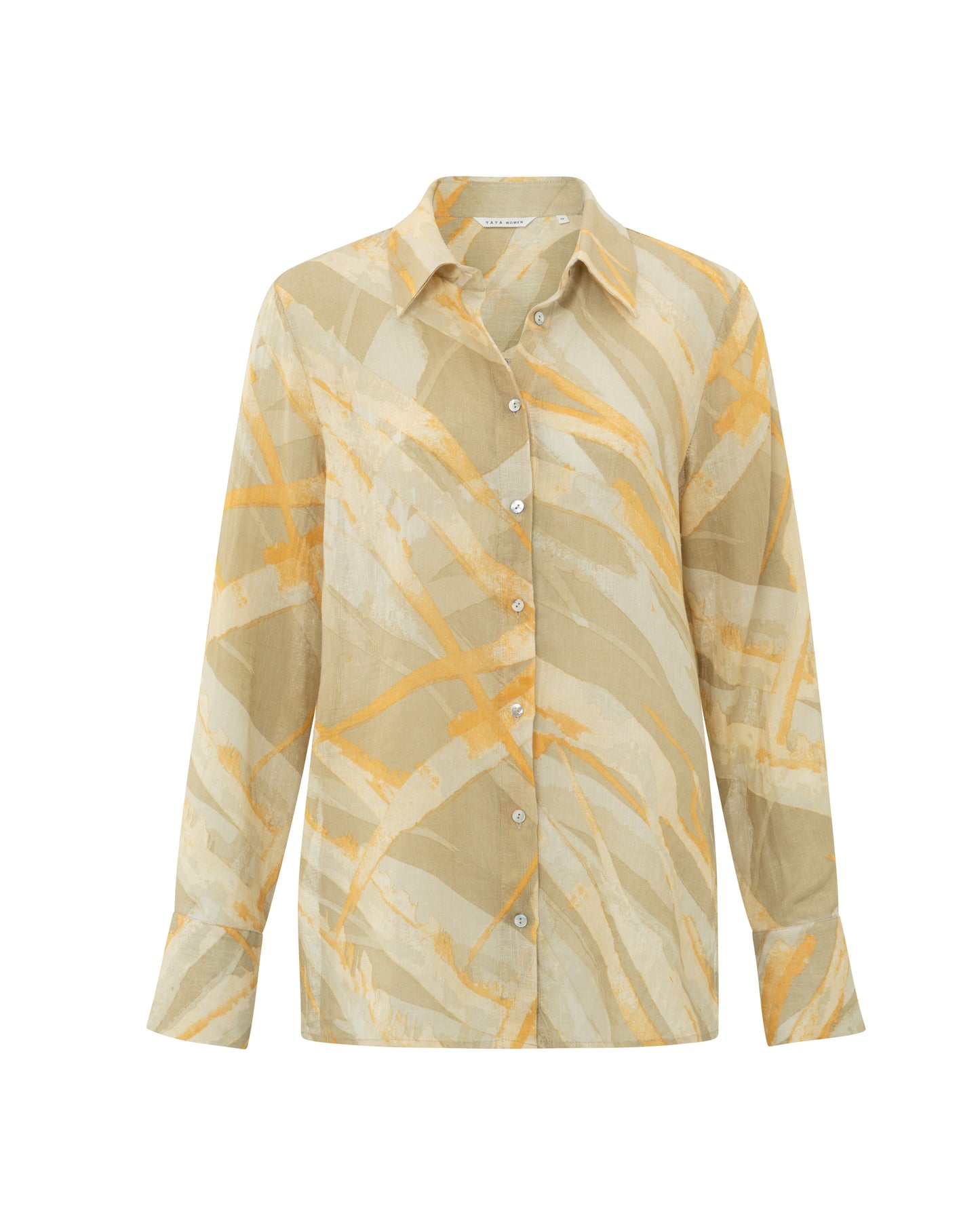Linen Long Sleeve Printed Blouse