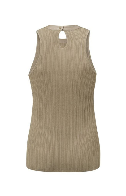 01-000220-305 Rib Tanktop With Woven Neckline