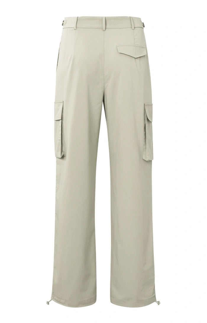 01-301114-403 Wide leg cargo trousers with pockets and buckle detials