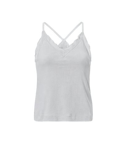 Rib Singlet with Woven Details