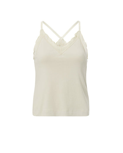 Rib Singlet with Woven Details