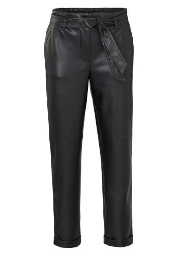 Faux Leather Straight Trousers With Belt